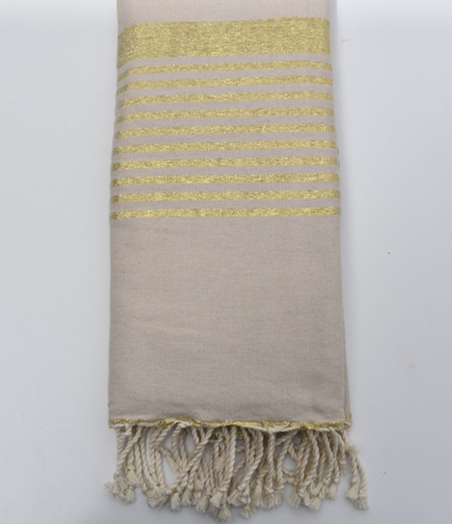 Jeté de canapé 1.50x2.50m écru et lurex doré Fouta Tunisia - 1