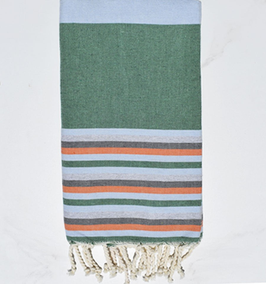 Fouta 5 couleurs : vert, bleu fumée, orange, ardoise et gris Fouta Tunisia - 1
