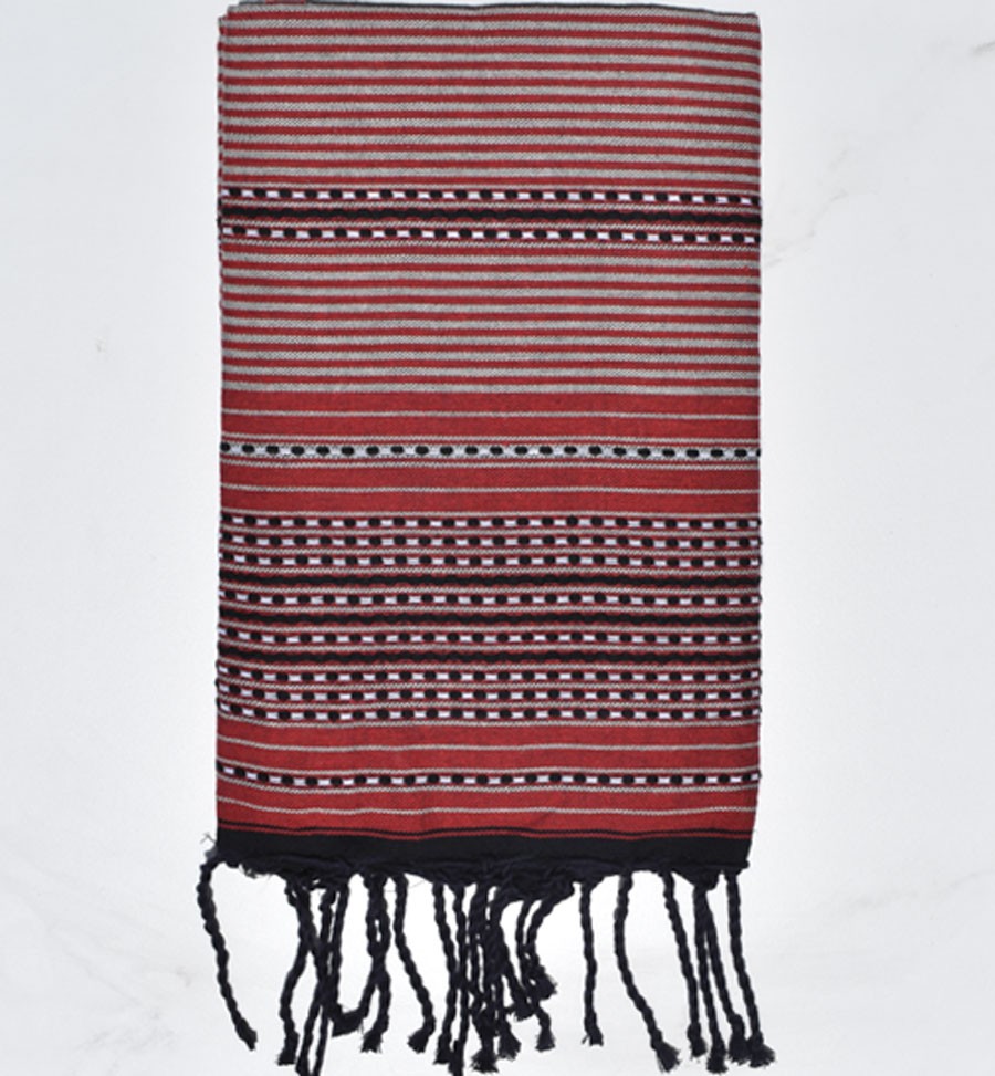 Fouta arabesque rouge, gris clair et noir Fouta Tunisia - 1