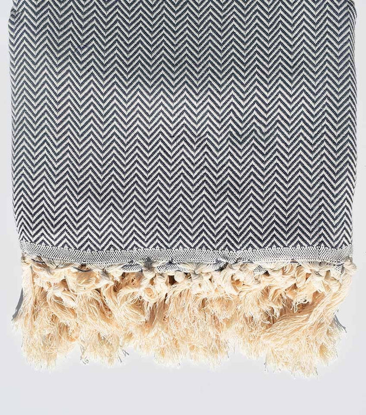 Plaid bleu guède 1.92*2.56 Fouta Tunisia - 1