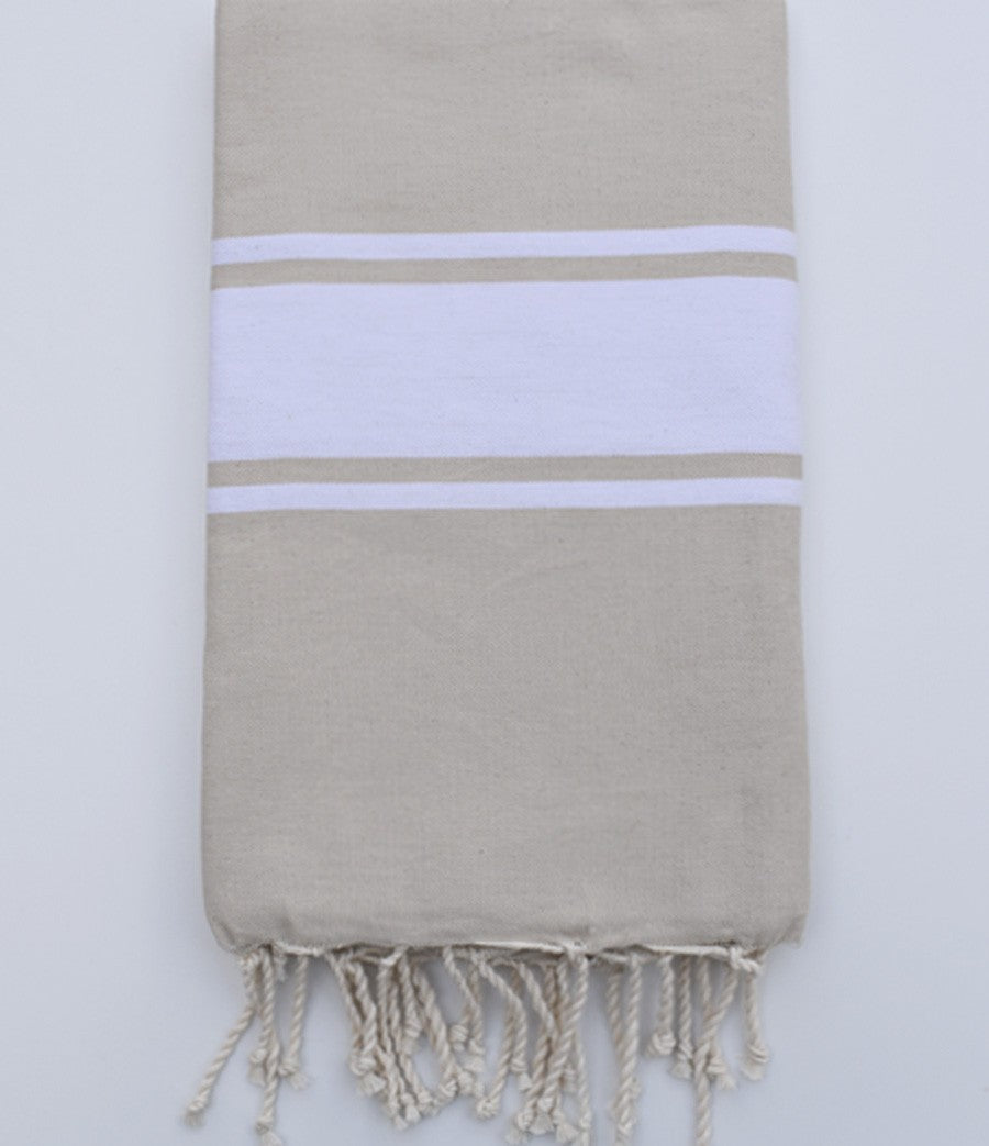 Serviette de plage plate beige clair Fouta Tunisia - 1