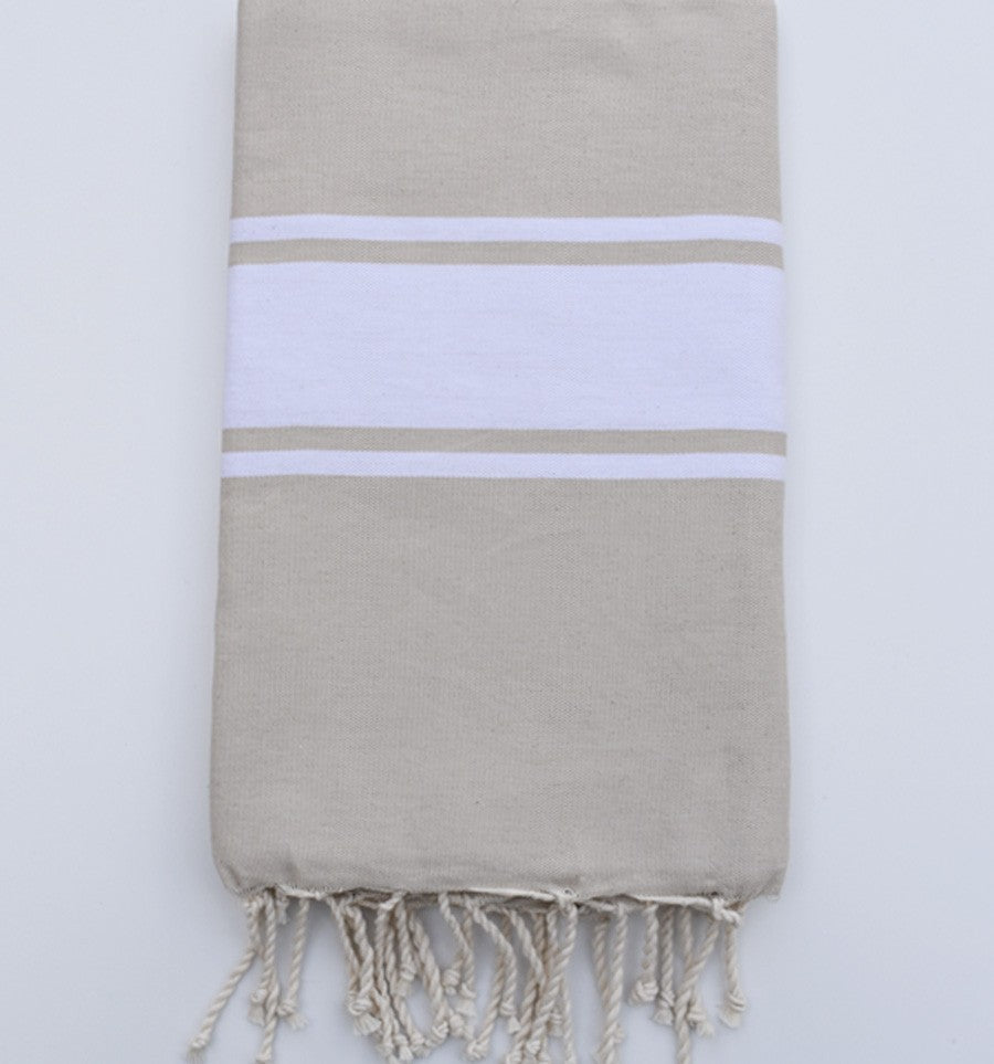 Serviette de plage plate beige clair Fouta Tunisia - 2
