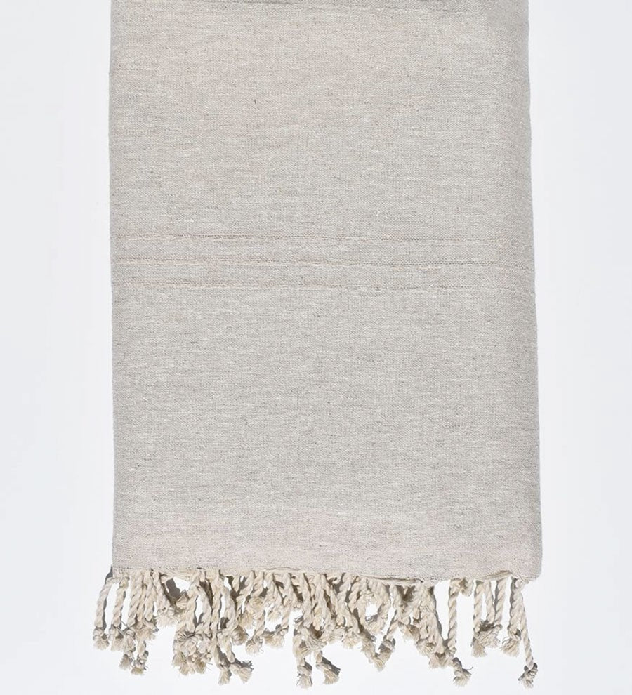 Jeté beige lin Fouta Tunisia - 1