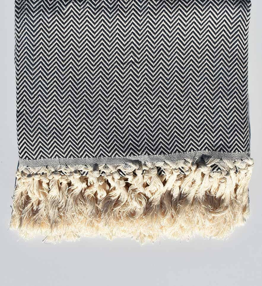 Plaid bleu de minuit Fouta Tunisia - 1