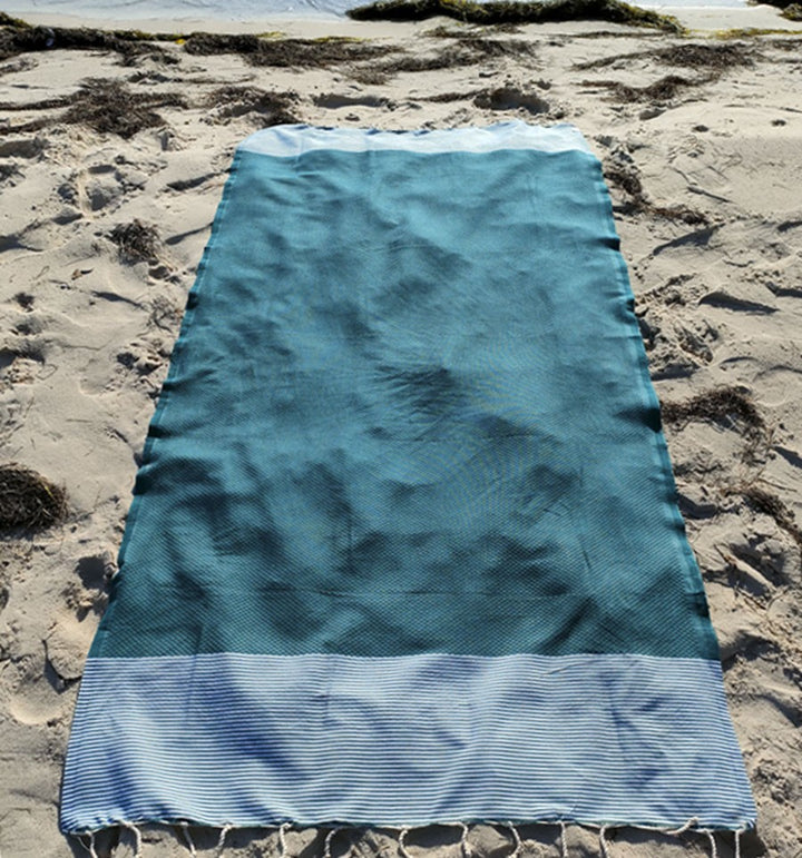 Fouta nid d'abeille vert sapin  - 3