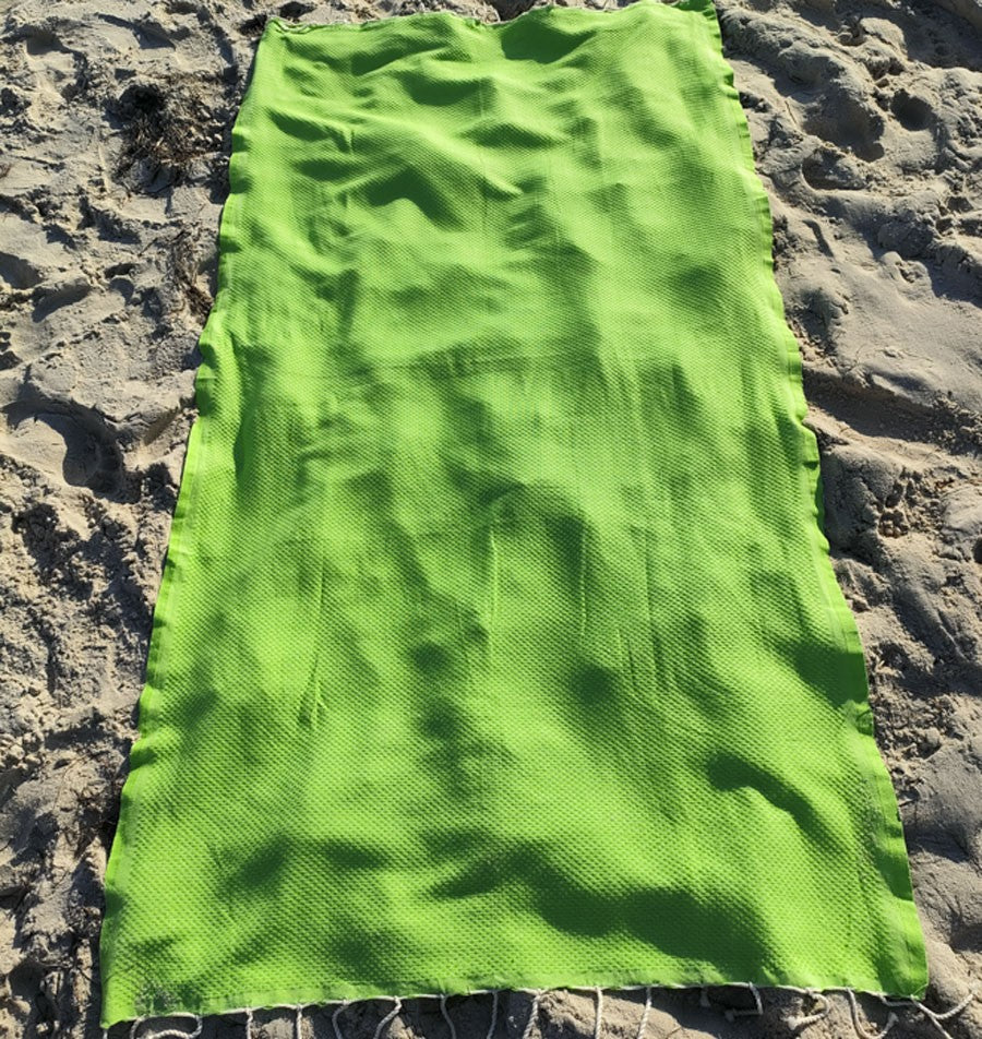 FOUTA nid d'abeille unie vert primaire Fouta Tunisia - 3