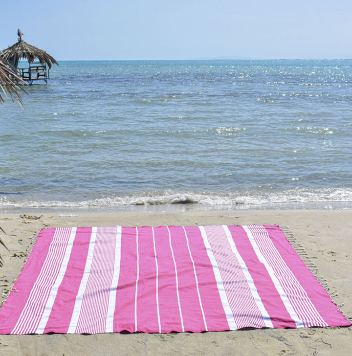 Jeté rose bonbon 2m*2m Fouta Tunisia - 1