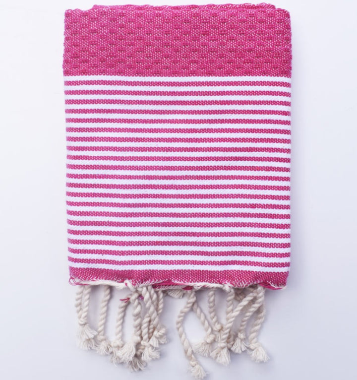 Lot de 10 serviettes de table couleur rose avec rayures Fouta Tunisia - 1