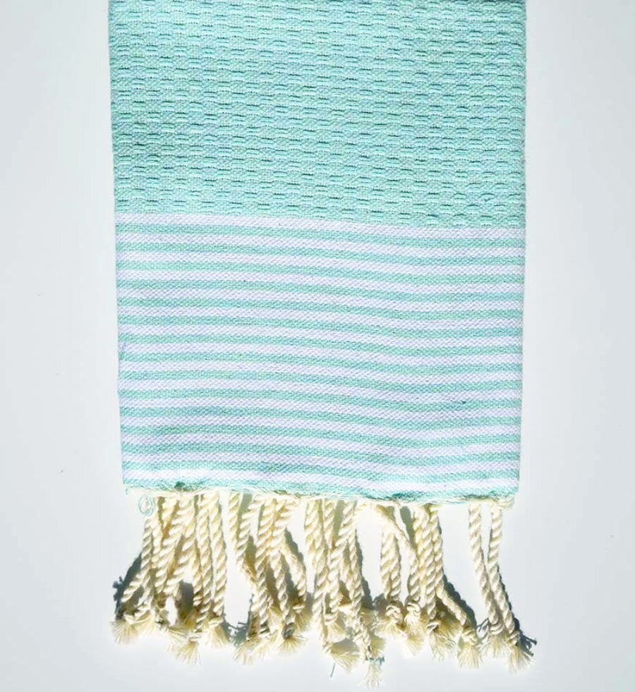 Serviette de table vert d'eau avec rayures Fouta Tunisia - 2