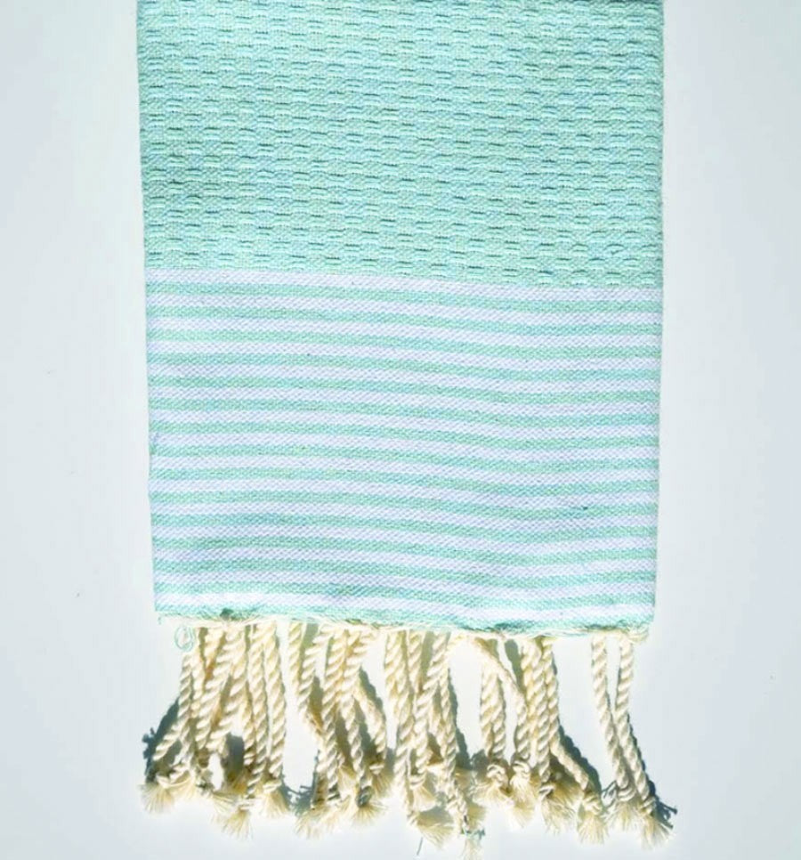 Serviette de table vert d'eau avec rayures Fouta Tunisia - 1