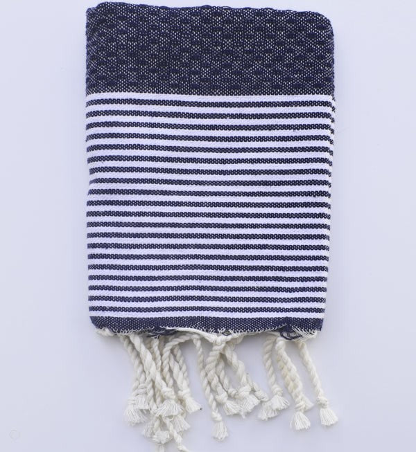 Serviette de table bleu nuit avec rayures Fouta Tunisia - 1
