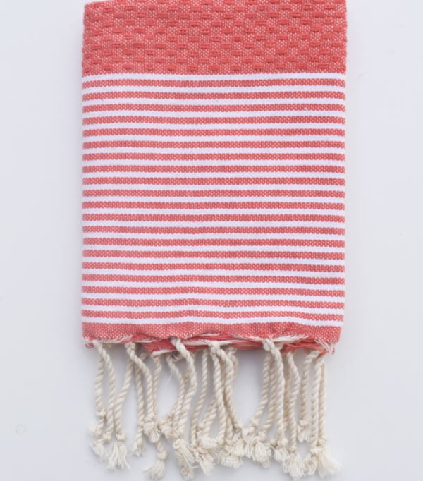 Serviette de table rose corail Fouta Tunisia - 1