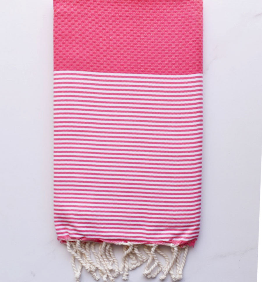Fouta nid d'abeille rose brillant Fouta Tunisia - 2