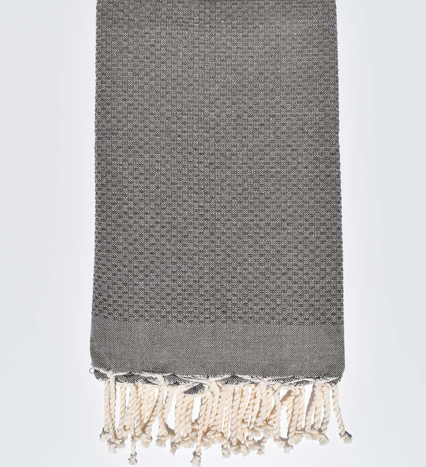 Serviette de plage unie taupe Fouta Tunisia - 1