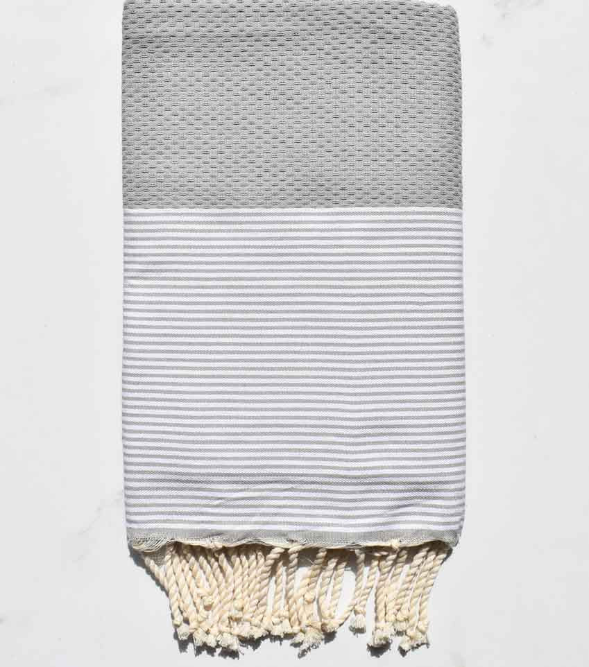 Fouta nid d'abeille gris tourdille Fouta Tunisia - 1