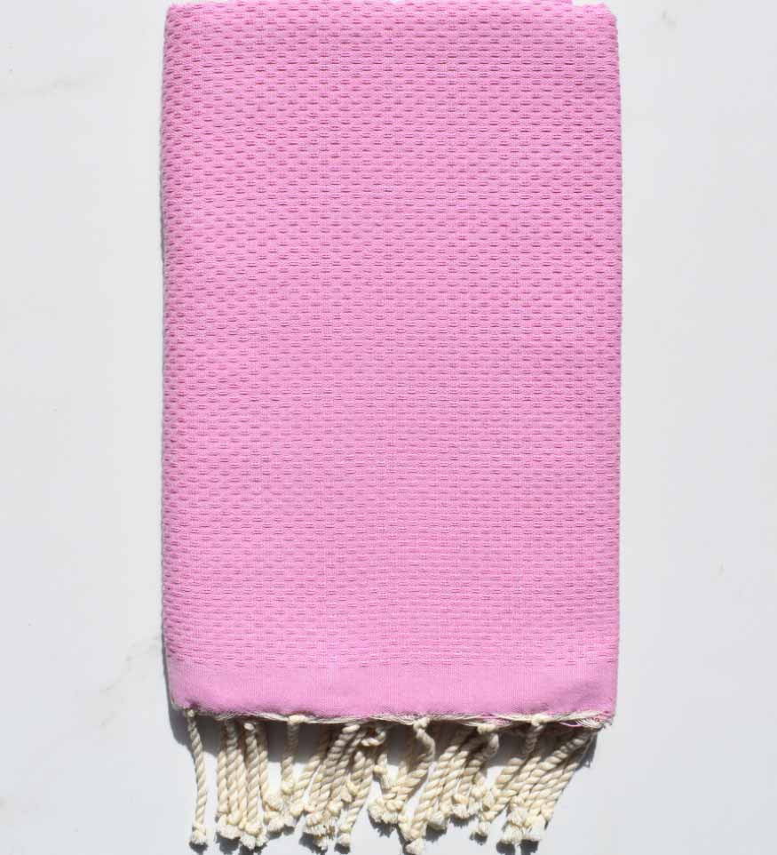 Fouta nid d'abeille unie rose moyen Fouta Tunisia - 1