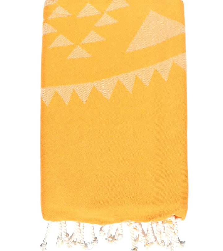 Serviette de plage bohémian jaune moutarde Fouta Tunisia - 1