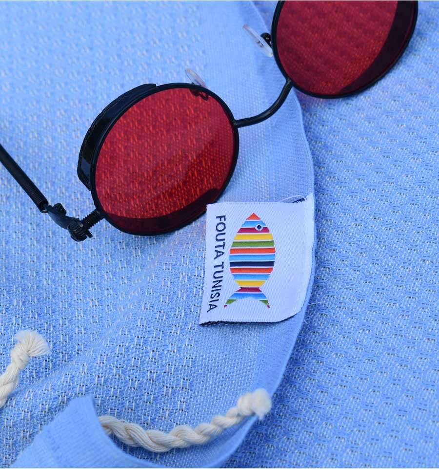 FOUTA NID D4ABEILLE unie bleu Fouta Tunisia - 4