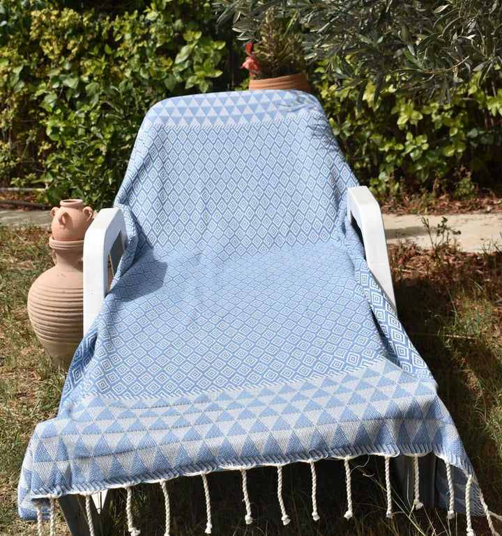 Fouta Jaquard Diamant bleu Fouta Tunisia - 4