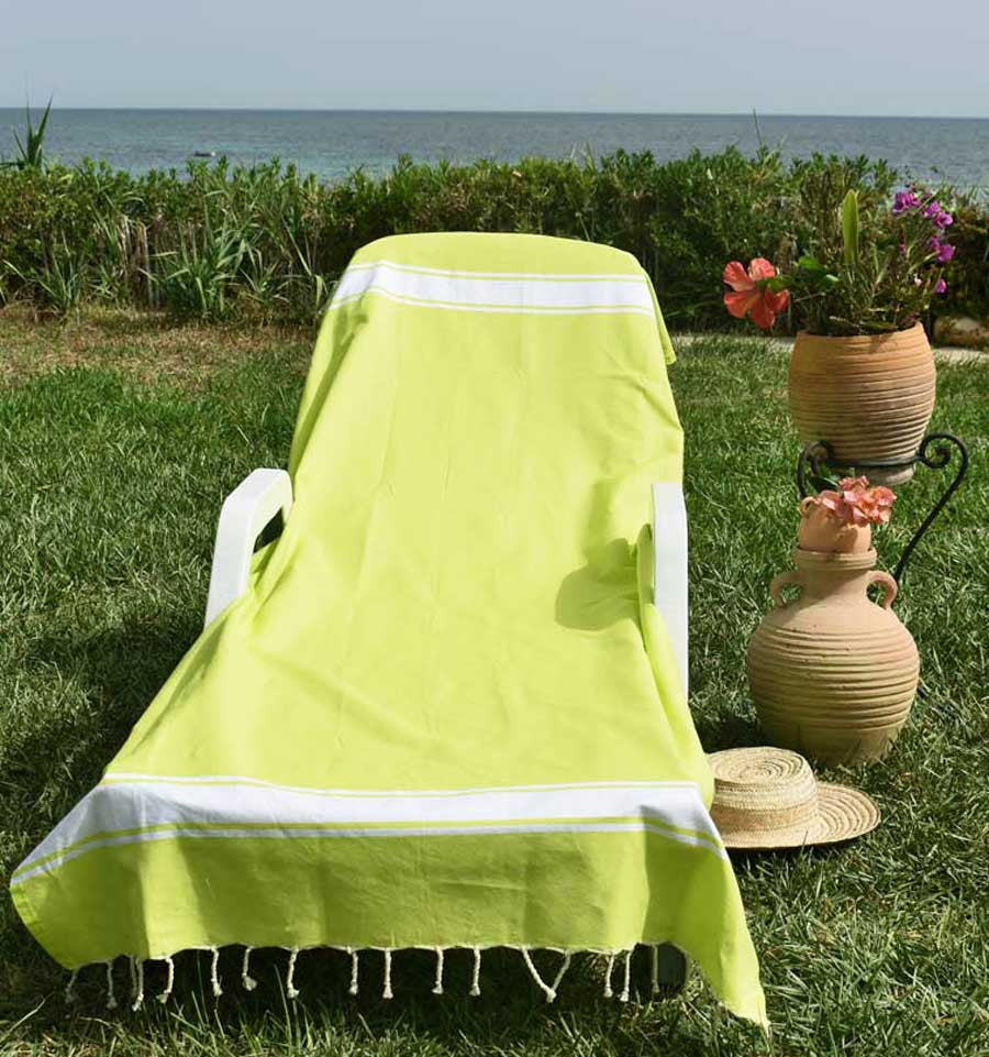 Fouta plate vert chartreuse Fouta Tunisia - 3