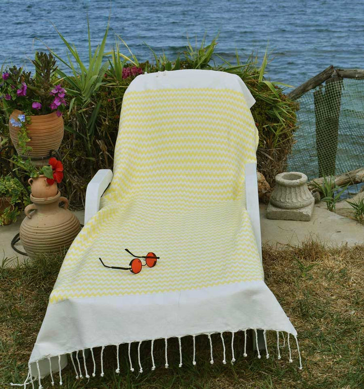 Fouta zigzag jaune soleil Fouta Tunisia - 1