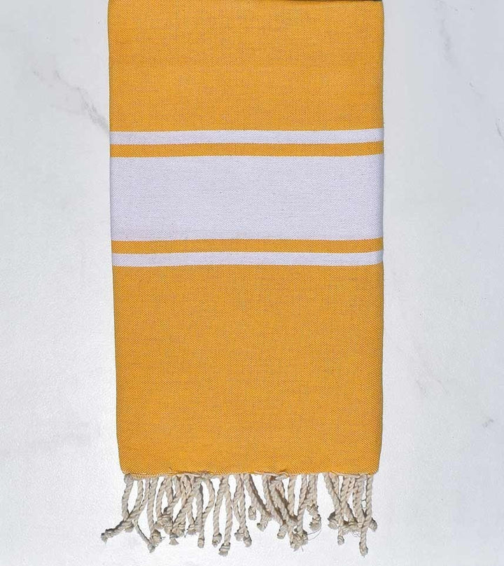 Fouta en Coton Recyclé jaune moutarde Fouta Tunisia - 1