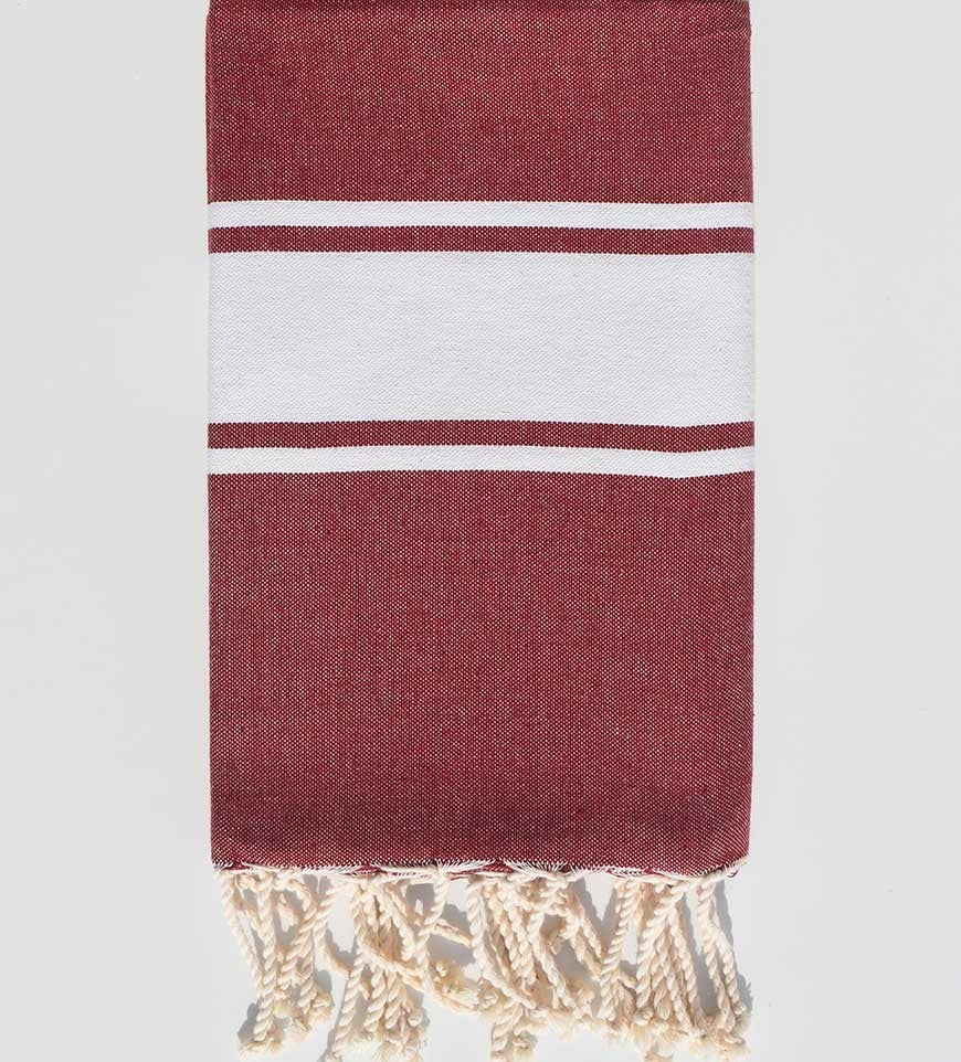 Fouta en Coton Recyclé rouge bordeaux Fouta Tunisia - 1
