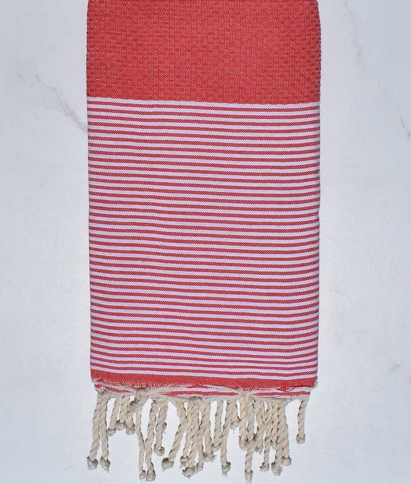 Fouta nid d'abeille en Coton Recyclé rose incarnat Fouta Tunisia - 1