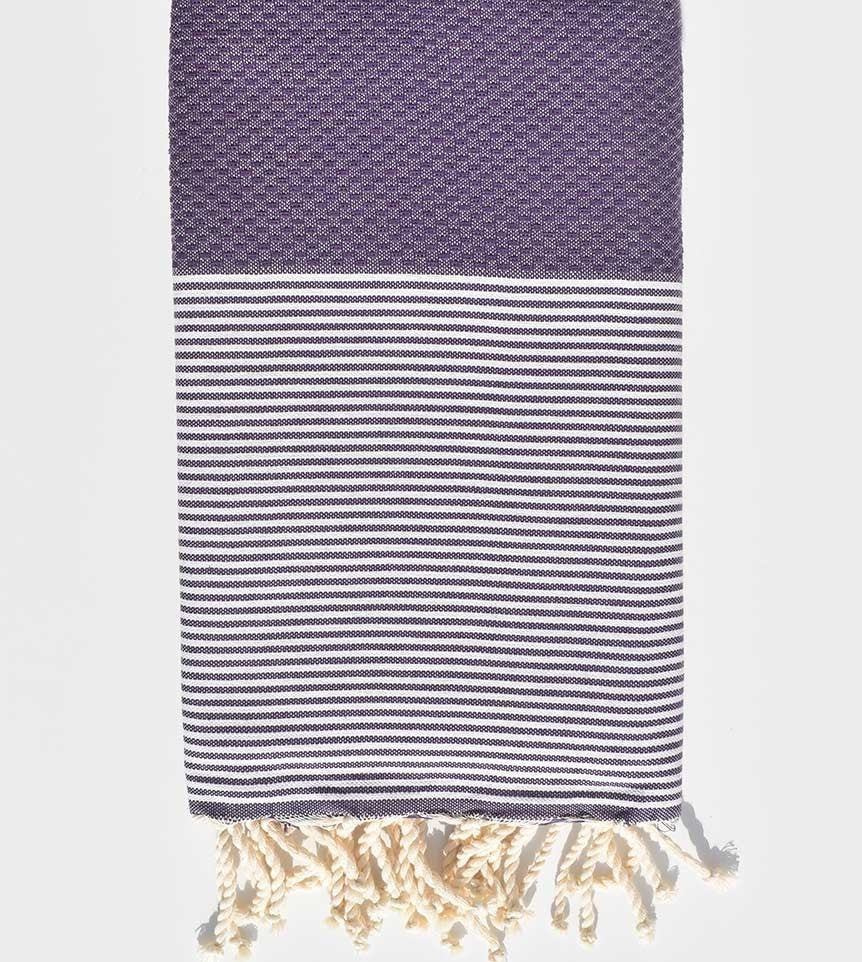 Fouta nid d'abeille en Coton Recyclé violet Fouta Tunisia - 1