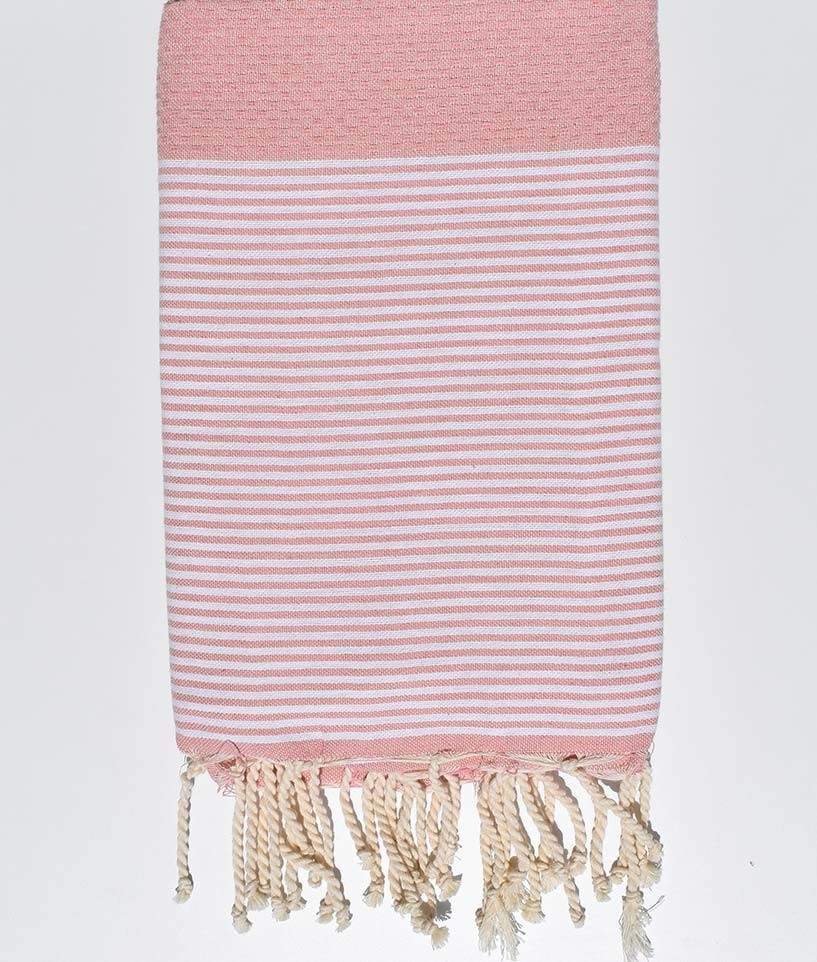 Fouta nid d'abeille en Coton Recyclé vieux rose Fouta Tunisia - 1