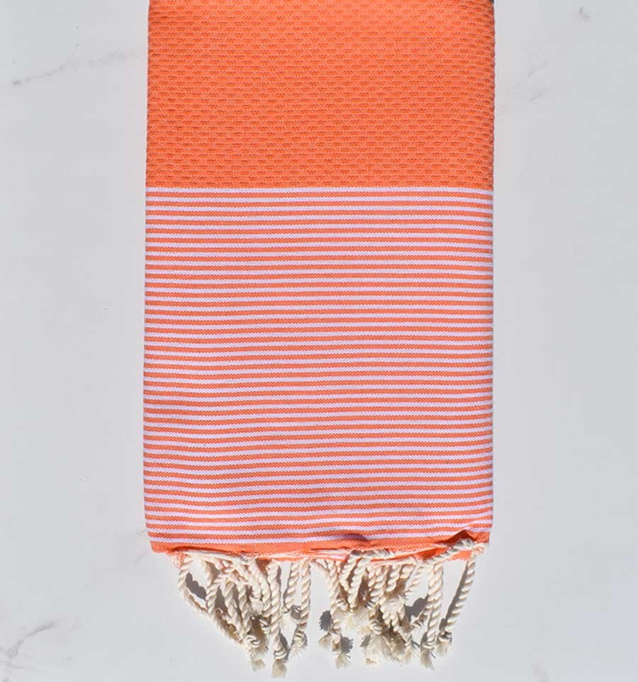 Fouta nid d'abeille orange pastel clair Fouta Tunisia - 1