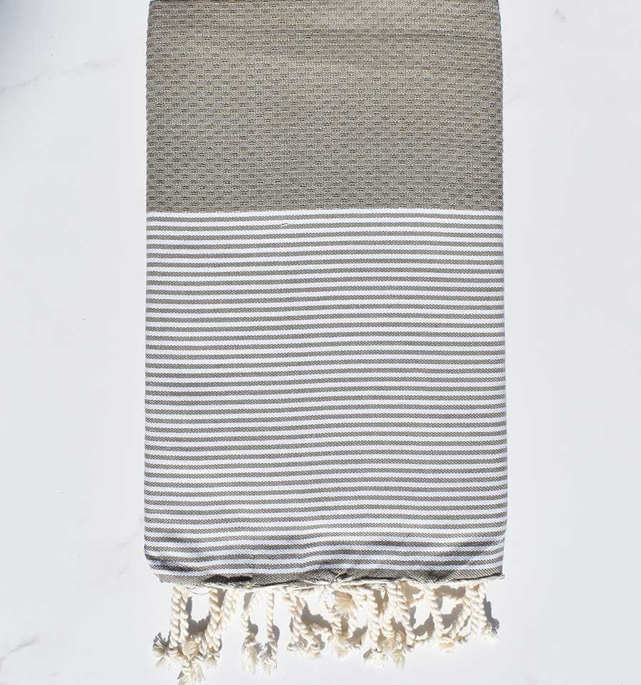 Fouta nid d'abeille kaki Fouta Tunisia - 1