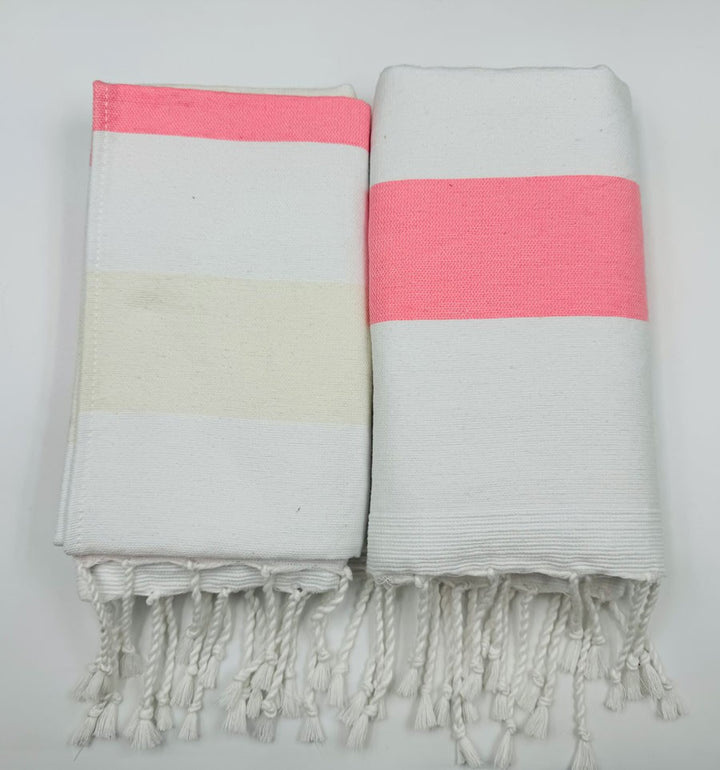 Fouta éponge voilier rose clair et écru Fouta Tunisia - 3
