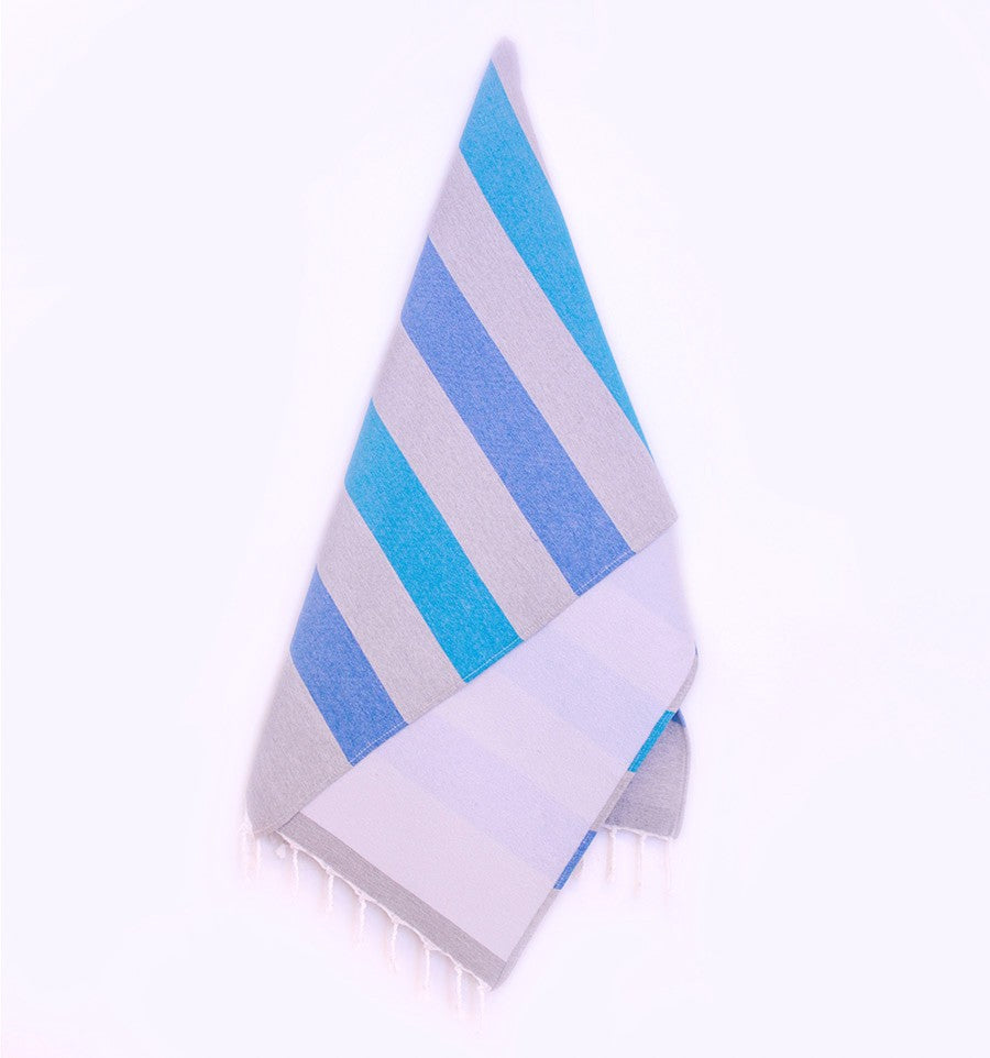 Fouta éponge voilier bleu et bleu azur Fouta Tunisia - 3