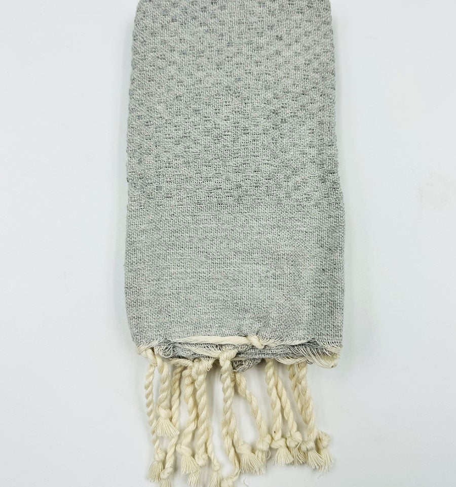 Serviette de table unie gris clair Fouta Tunisia - 1