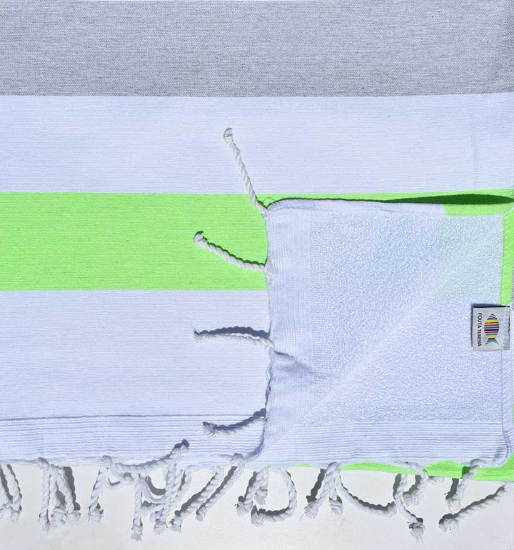 Fouta éponge voilier vert vif et gris Fouta Tunisia - 3