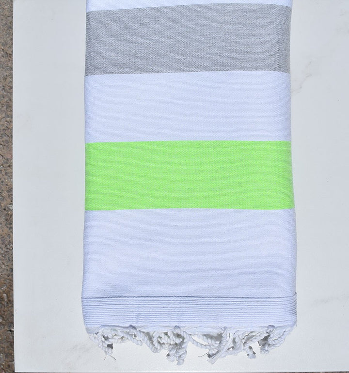 Fouta éponge voilier vert vif et gris Fouta Tunisia - 4