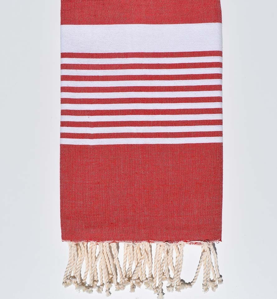 Fouta arthur en Coton Recyclé rouge Fouta Tunisia - 3