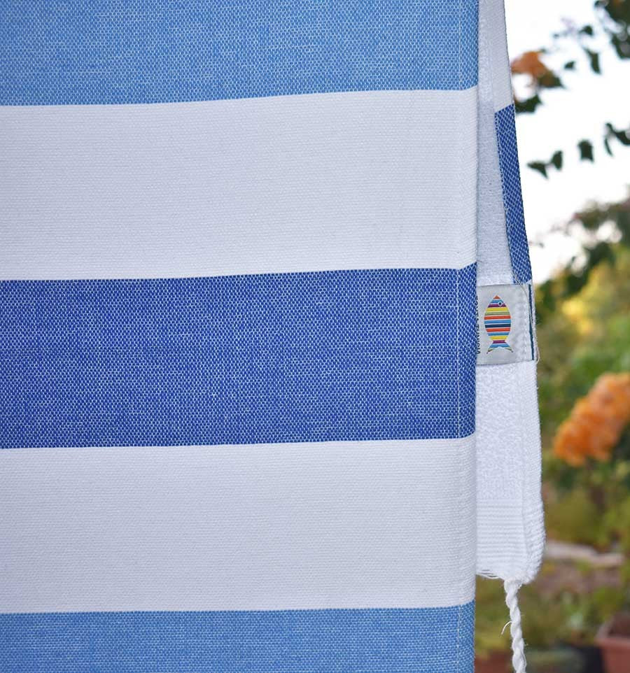 Fouta éponge voilier bleu et bleu roi Fouta Tunisia - 3