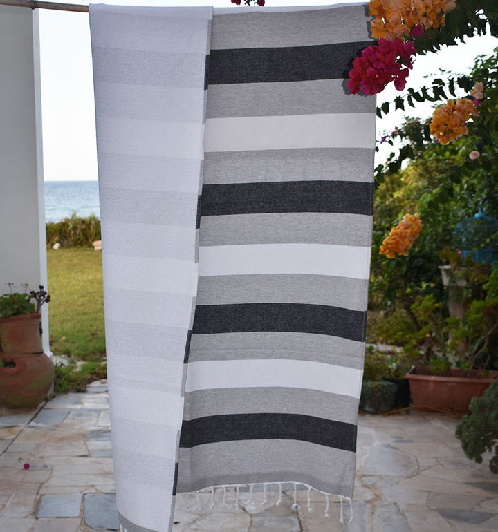 Fouta éponge voilier noir et blanc Fouta Tunisia - 2