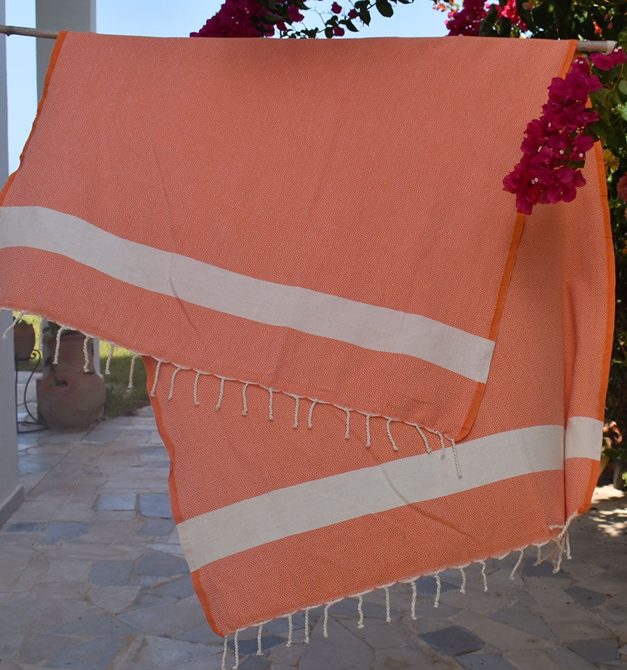 Fouta Diamant orange corail Fouta Tunisia - 2