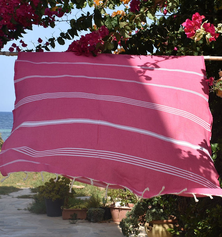 Fouta Mykonos en Coton Recyclé rose fuchsia Fouta Tunisia - 3
