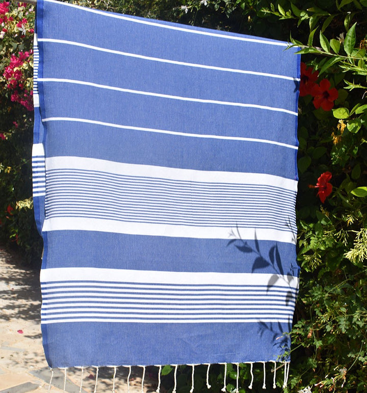 Fouta arthur en Coton Recyclé bleu Fouta Tunisia - 2