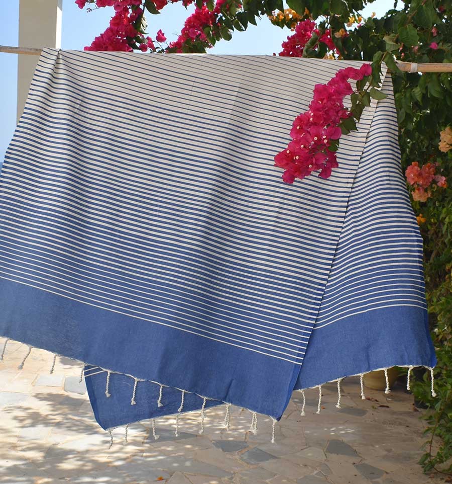 Fouta Portofino en Coton Recyclé bleu Fouta Tunisia - 2
