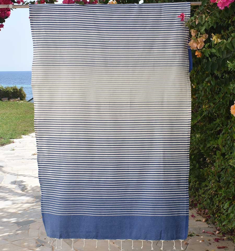 Fouta Portofino en Coton Recyclé bleu Fouta Tunisia - 4