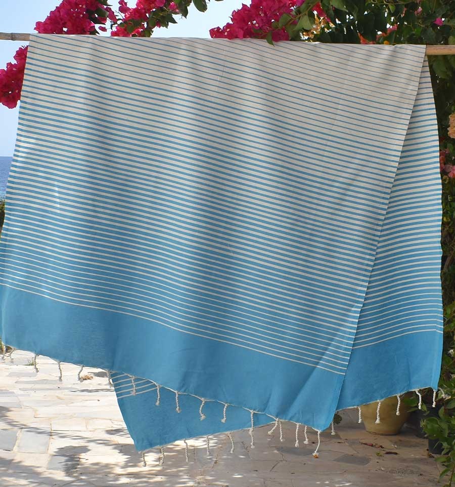 Fouta Portofino en Coton Recyclé bleu azur Fouta Tunisia - 2