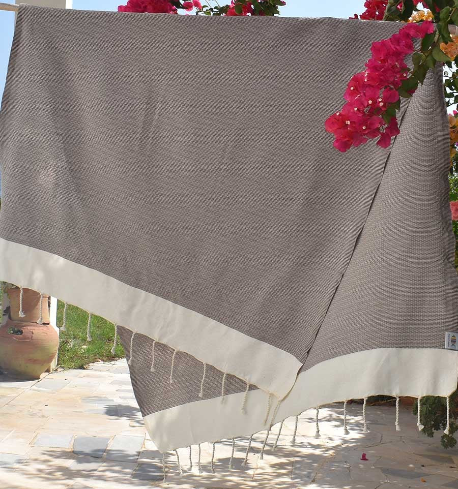 Fouta PIQUE-PIQUE taupe Fouta Tunisia - 2
