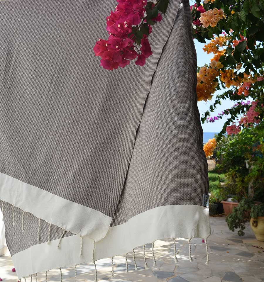 Fouta PIQUE-PIQUE taupe Fouta Tunisia - 4