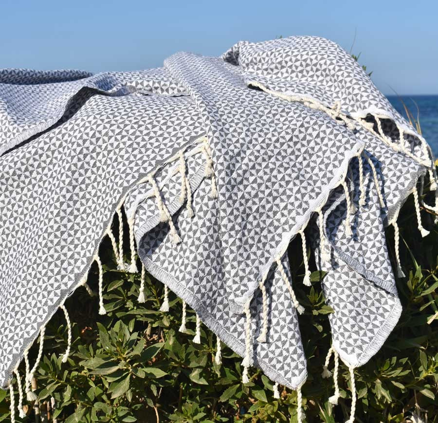 Jeté papillon gris Fouta Tunisia - 4