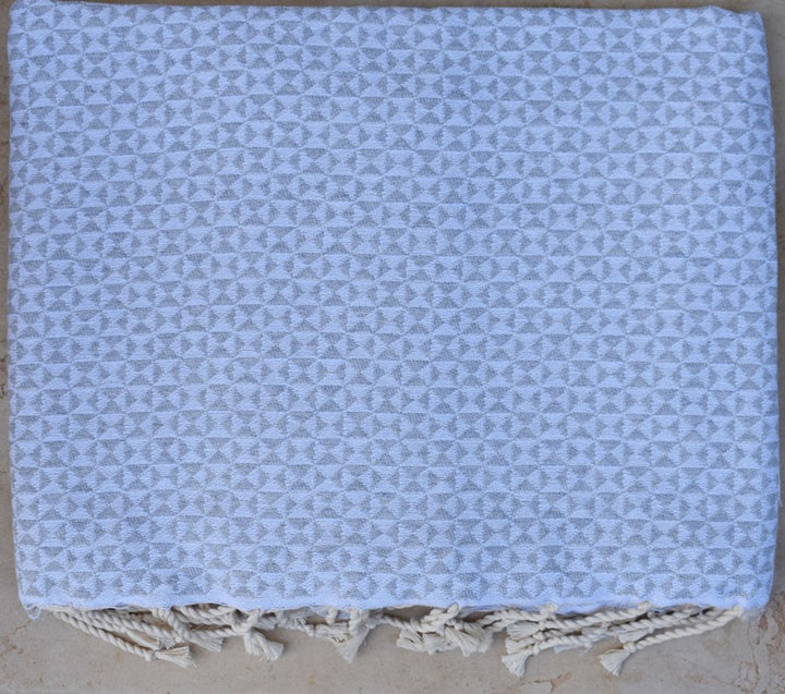 Jeté de canapé papillon gris clair Fouta Tunisia - 1